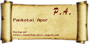 Pankotai Apor névjegykártya